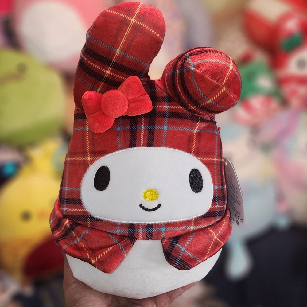 🎄 MY MELODY ❤️ Red Plaid Sanrio Hello Kitty X Squishmallow Christmas 202